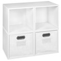 Niche Cubo Storage Set with 4 Cubes & 2 Canvas BinsWhite Wood Grain & White PC4PKWH2TOTEWH